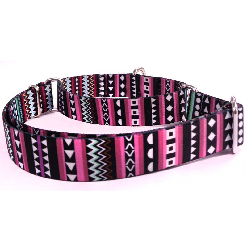 KFX-5747133 Color Stripe Digital Printing Pet Walking Collar in Purple Arrow Gradient, Casual Polyester Design, Various Sizes Available
