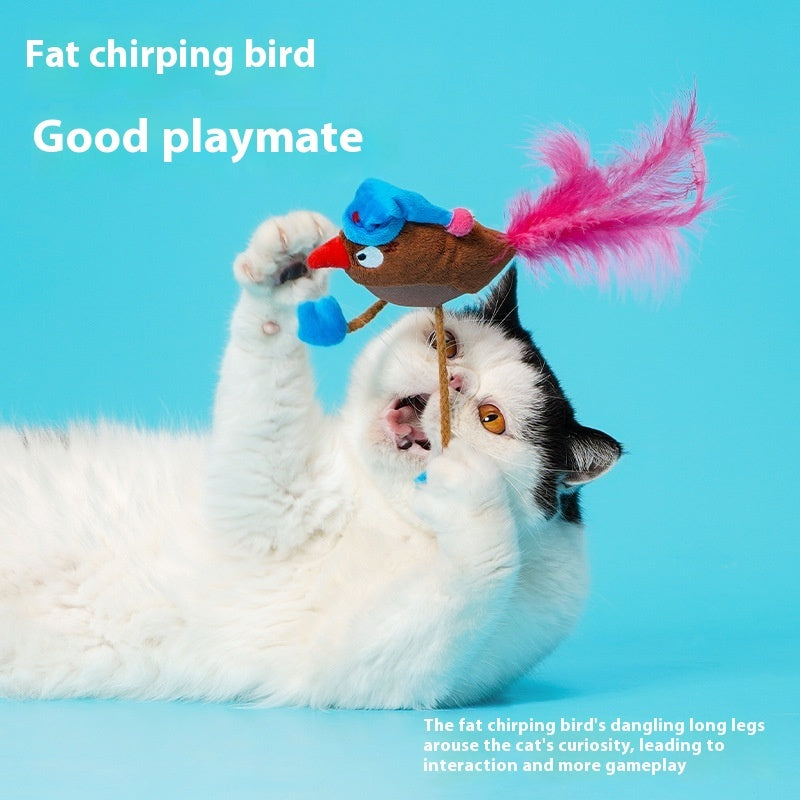 KFX-5750589 Catnip-Filled Bird Cat Teaser Toy - Fleece Cloth & Woven Fabric Designs