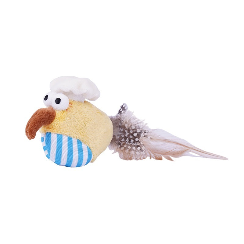 KFX-5750589 Catnip-Filled Bird Cat Teaser Toy - Fleece Cloth & Woven Fabric Designs
