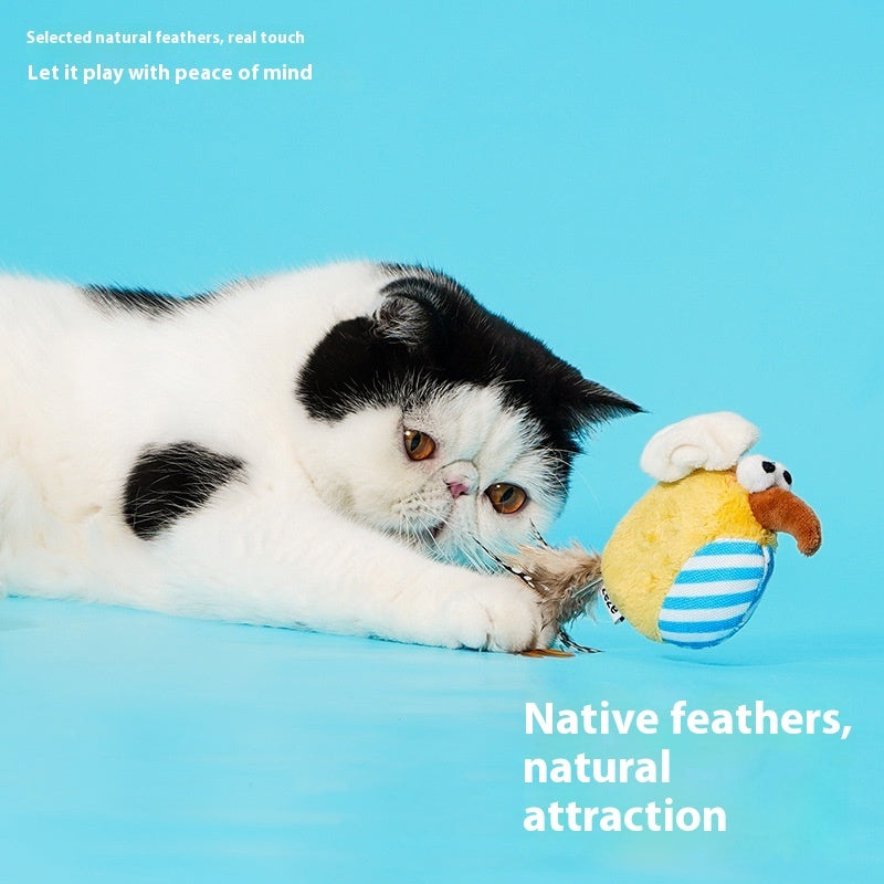 KFX-5750589 Catnip-Filled Bird Cat Teaser Toy - Fleece Cloth & Woven Fabric Designs