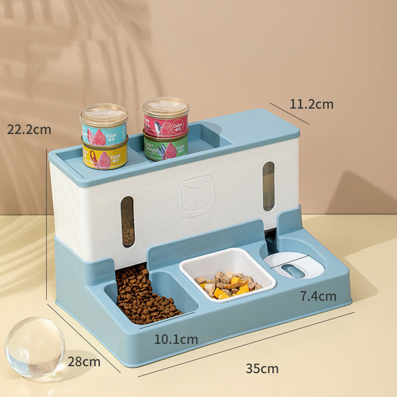 KFX-5751101 Automatic Pet Feeder with Water Dispenser - Plastic Design, Multi-Color Options, 37cm Length