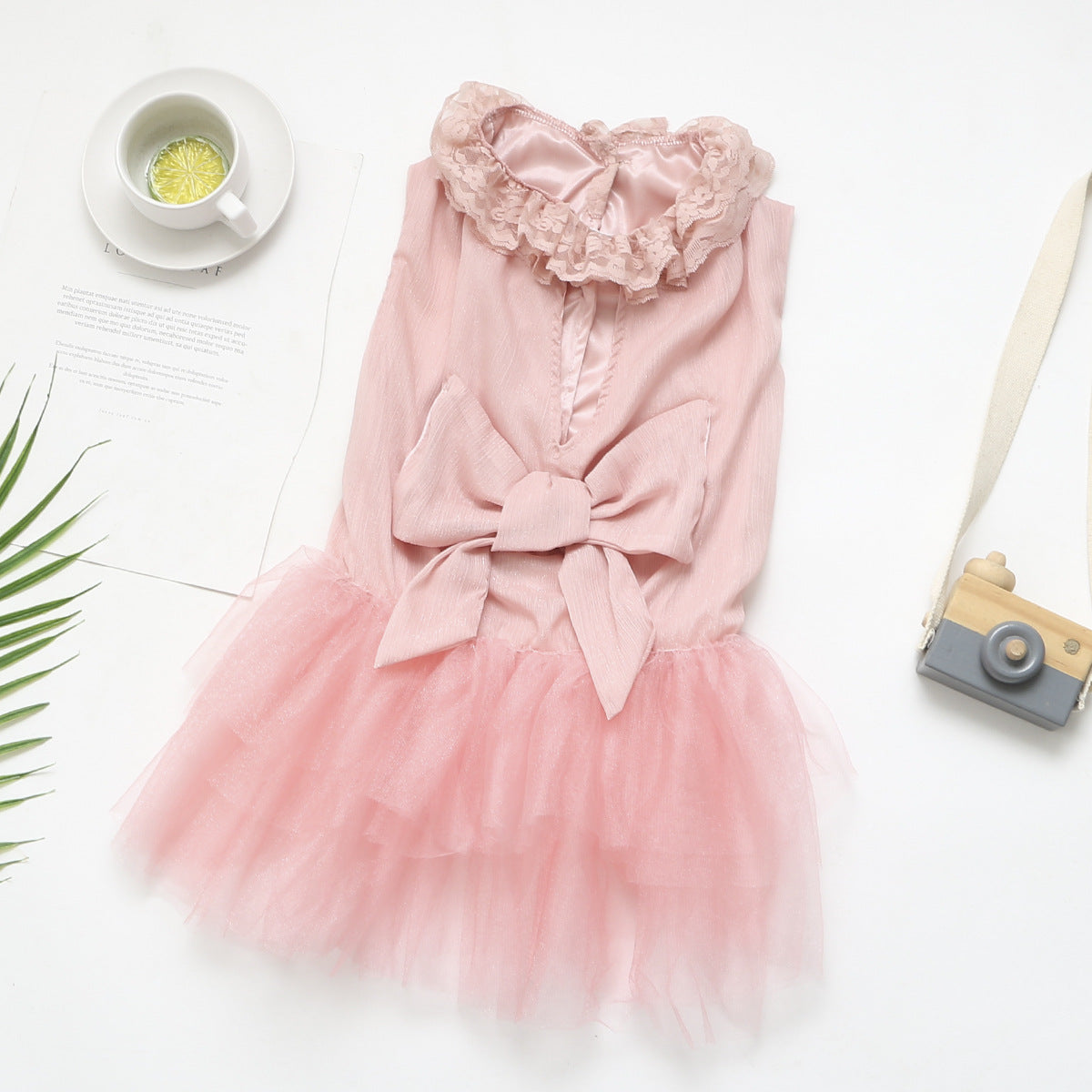 KFX-5751485 Chiffon Princess Skirt for Pets in White and Lotus Root Pink – Sizes M to 5XL