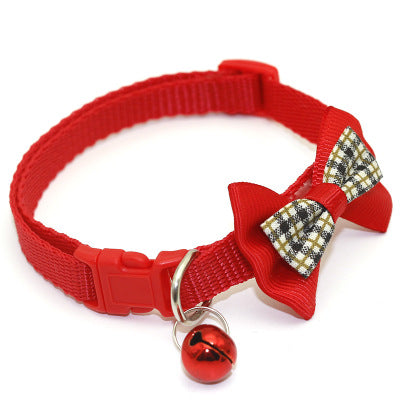 KFX-5752893 Stylish Bow Tie Pet Collar with Bells - Available in Multiple Colors