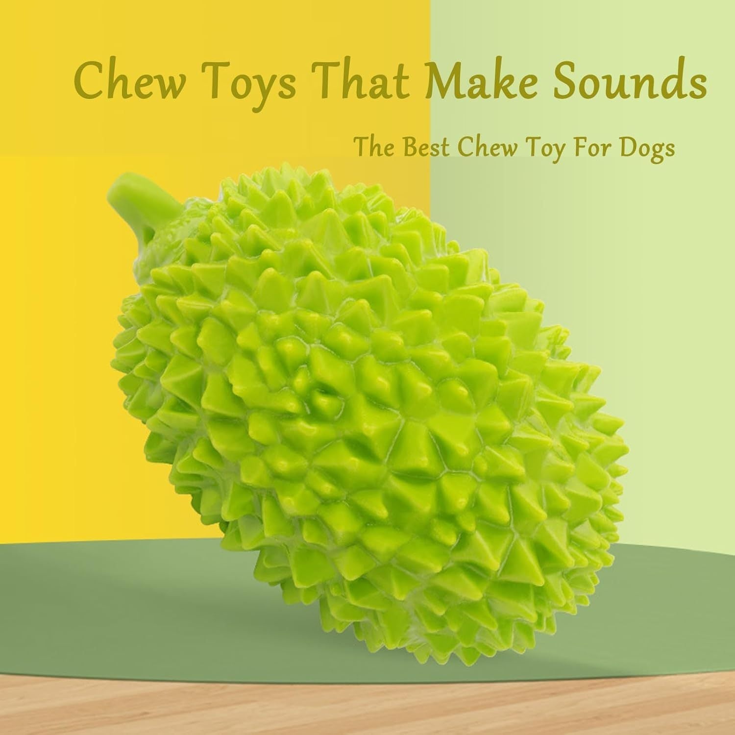 KFX-5754173 Durian-Shaped Chew Toy for Dogs - Squeaky Dental Toy for Small to Medium Pets, Milk-Flavored, Teeth Cleaning and Training