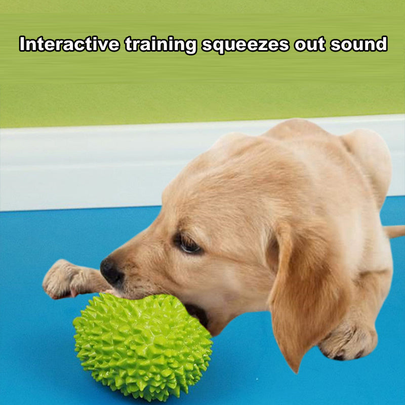 KFX-5754173 Durian-Shaped Chew Toy for Dogs - Squeaky Dental Toy for Small to Medium Pets, Milk-Flavored, Teeth Cleaning and Training