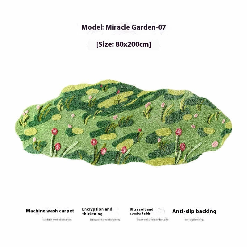 KFX-5758525 Children's Room Floor Mat, Miracle Garden Design, Soft Polyester, Machine Washable, Multiple Sizes Available