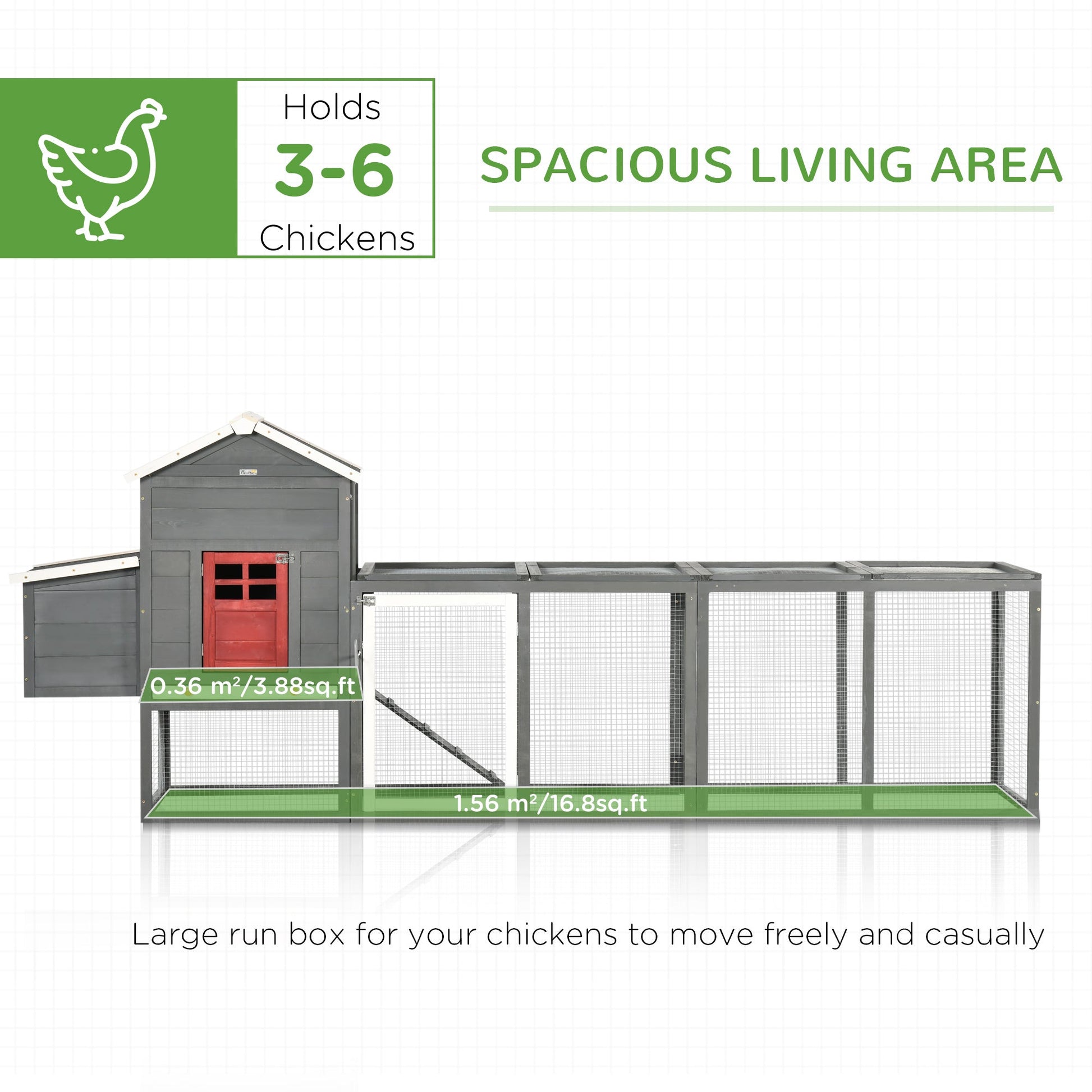 KFX-5760317 Extra Large Chicken Coop with Asphalt Roof for 3-6 Chickens, Durable Fir Wood Construction, Easy Access and Cleaning