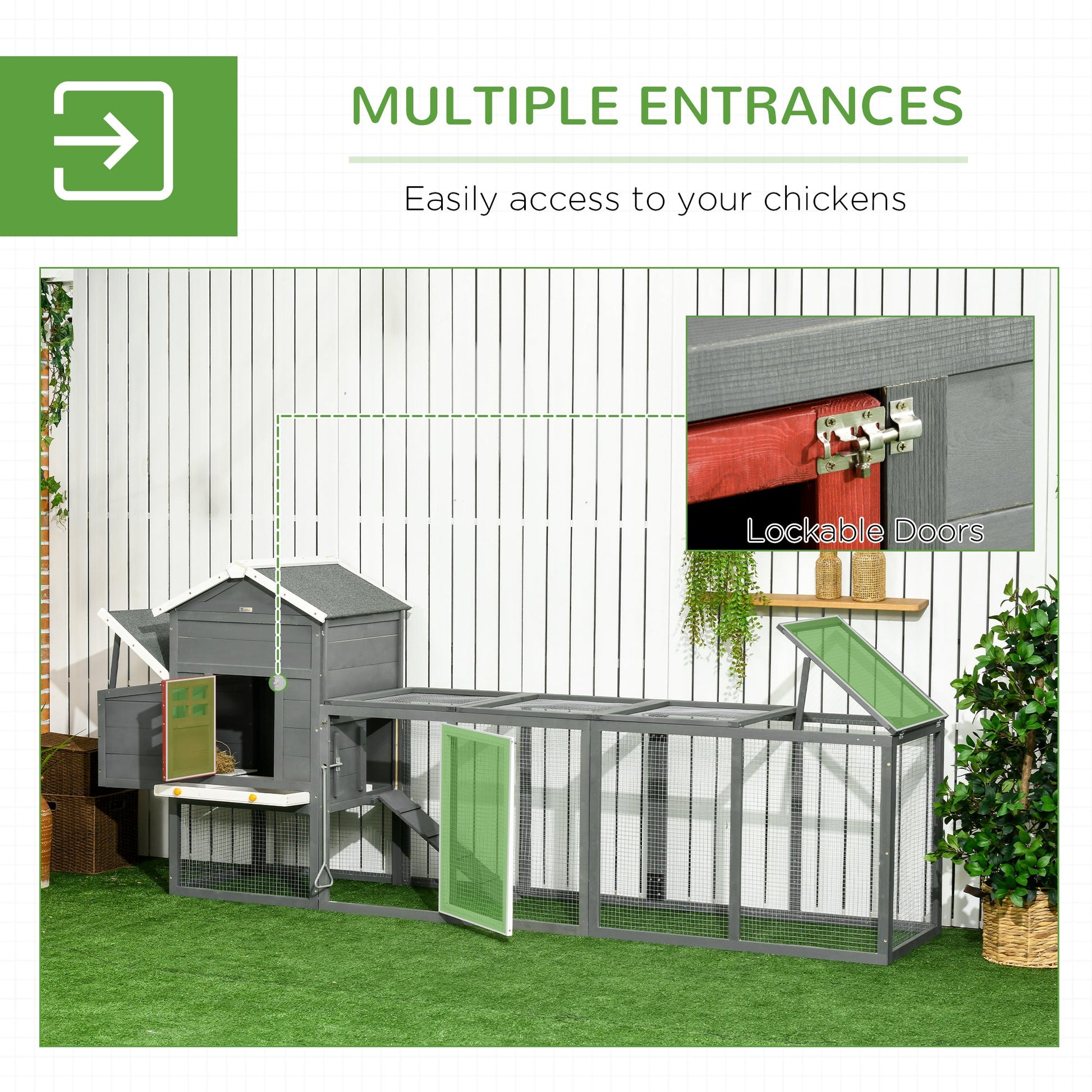 KFX-5760317 Extra Large Chicken Coop with Asphalt Roof for 3-6 Chickens, Durable Fir Wood Construction, Easy Access and Cleaning