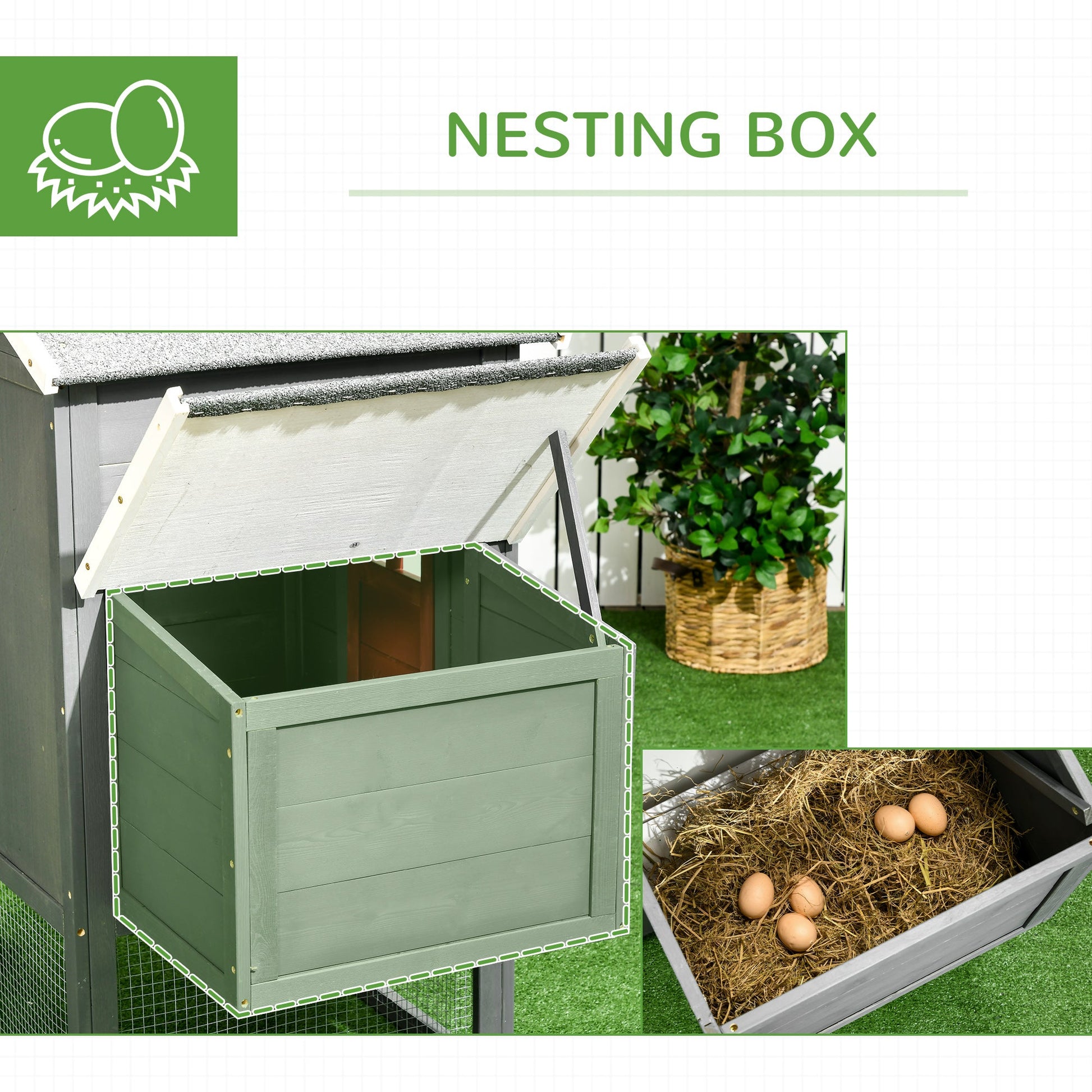 KFX-5760317 Extra Large Chicken Coop with Asphalt Roof for 3-6 Chickens, Durable Fir Wood Construction, Easy Access and Cleaning