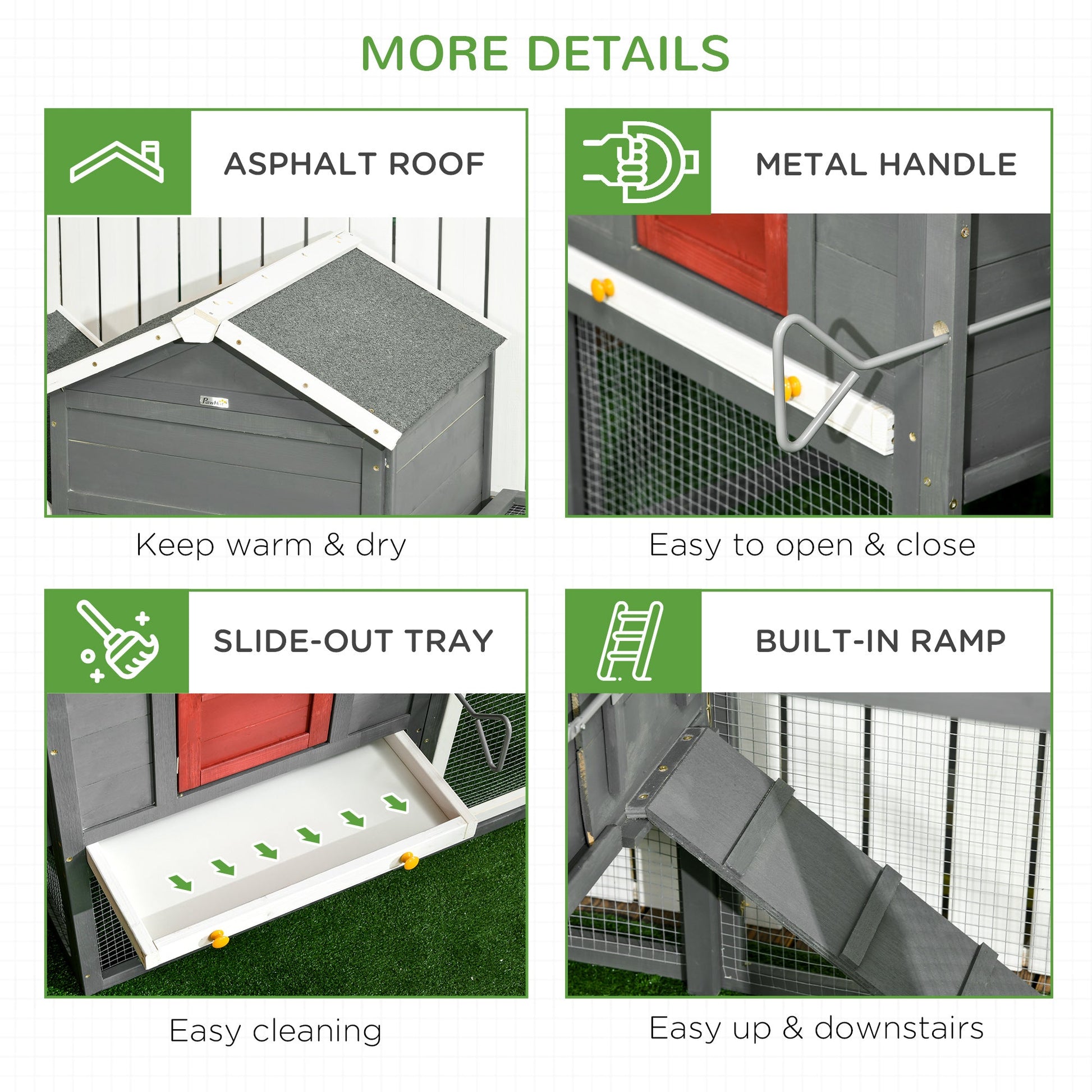 KFX-5760317 Extra Large Chicken Coop with Asphalt Roof for 3-6 Chickens, Durable Fir Wood Construction, Easy Access and Cleaning