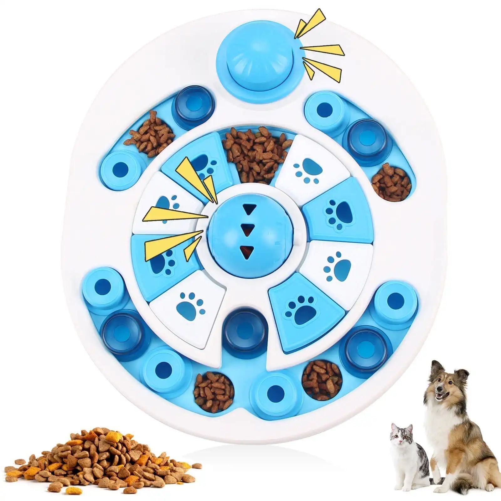 KFX-5760445 Interactive Dog Puzzle Toy with 24 Hidden Food Locations and Spherical Bells for Training and Feeding