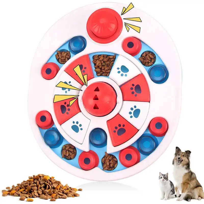 KFX-5760445 Interactive Dog Puzzle Toy with 24 Hidden Food Locations and Spherical Bells for Training and Feeding
