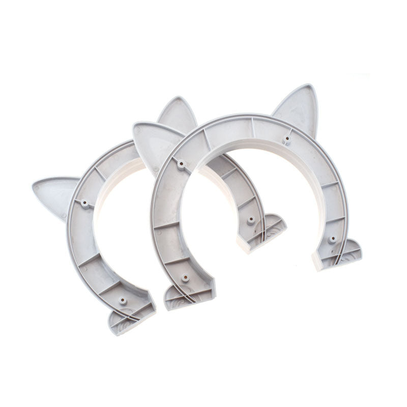 KFX-5760701 Round Cat Door - Plastic Pet Access Door in White, Black, and Brown, Frame Size 22.5cm x 27cm x 5.5cm