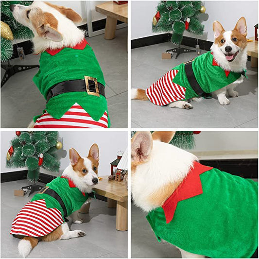 KFX-5760829 Cozy Green Elf Dog Clothes for Holiday Festivities