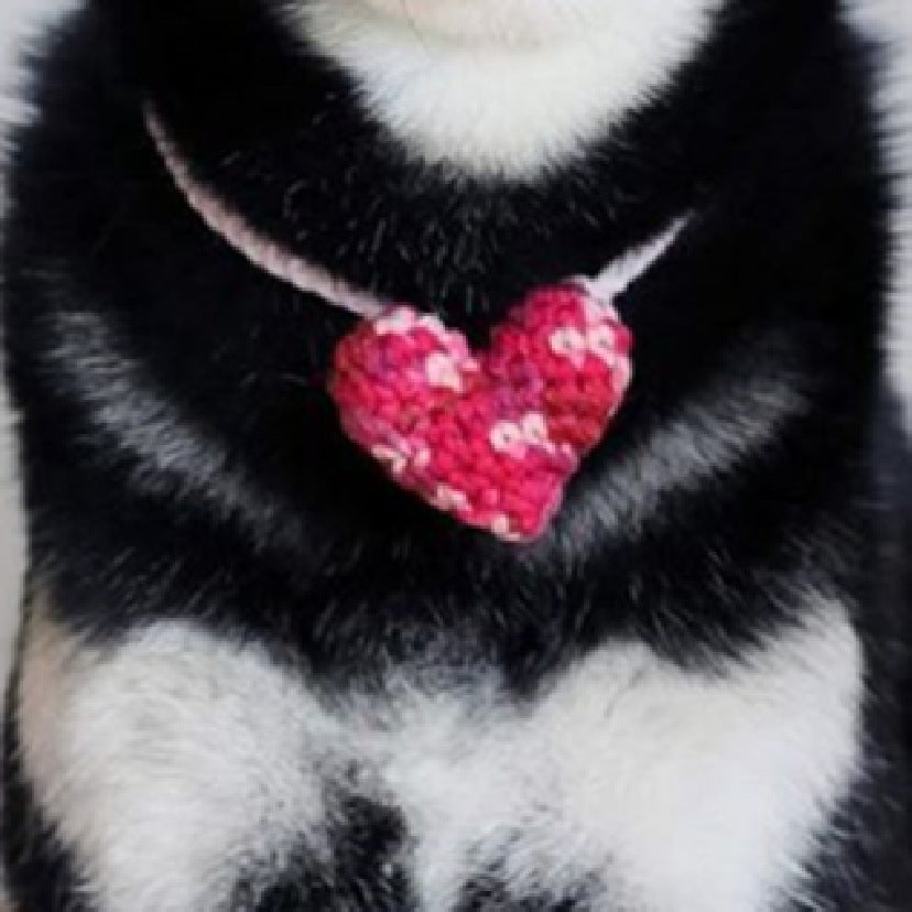 KFX-5761469 Hand-Knitted Mixed Color Beret for Pets - Wool Dog Hat and Collar Set
