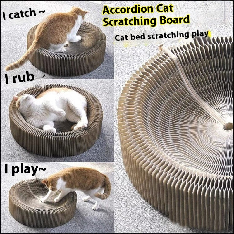 KFX-5762621 Accordion Cat Scratch Board with Catnip - Durable Corrugated Paper Design for Active Play