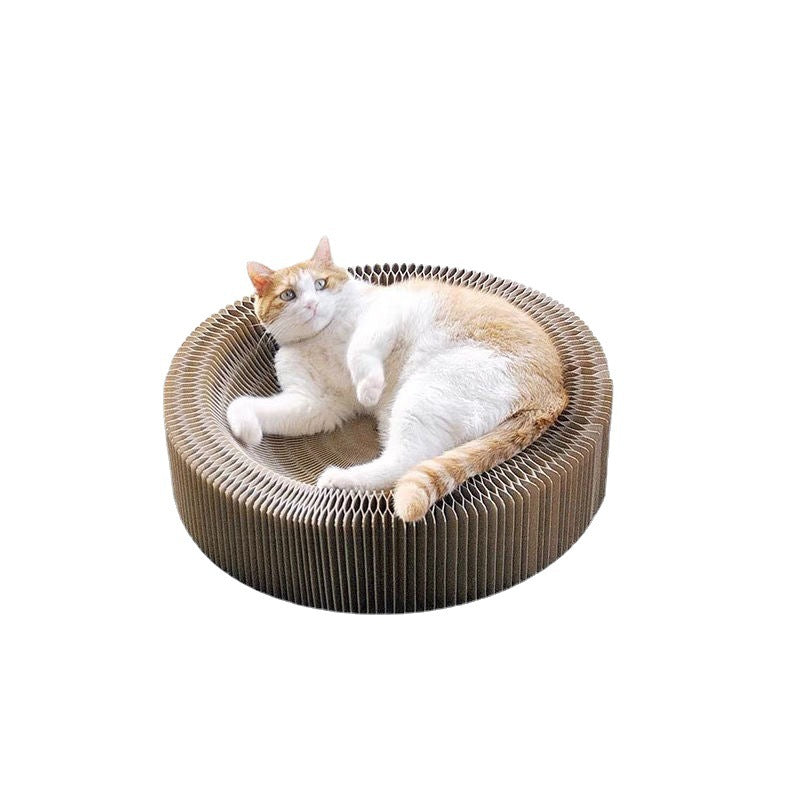 KFX-5762621 Accordion Cat Scratch Board with Catnip - Durable Corrugated Paper Design for Active Play