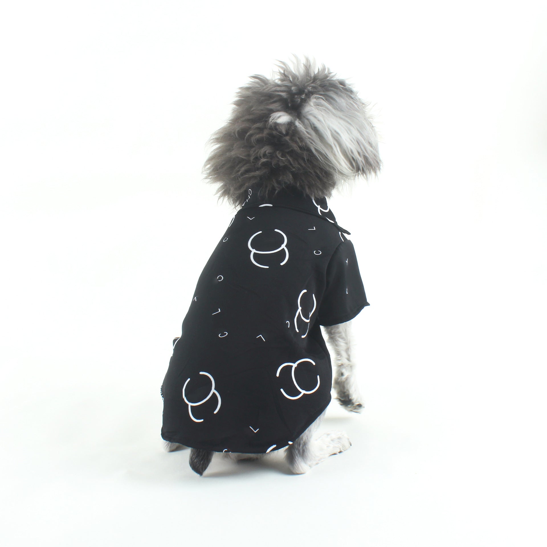KFX-5763005 Casual Black Letter Cotton Shirt for Pets - Trendy Style in Various Sizes