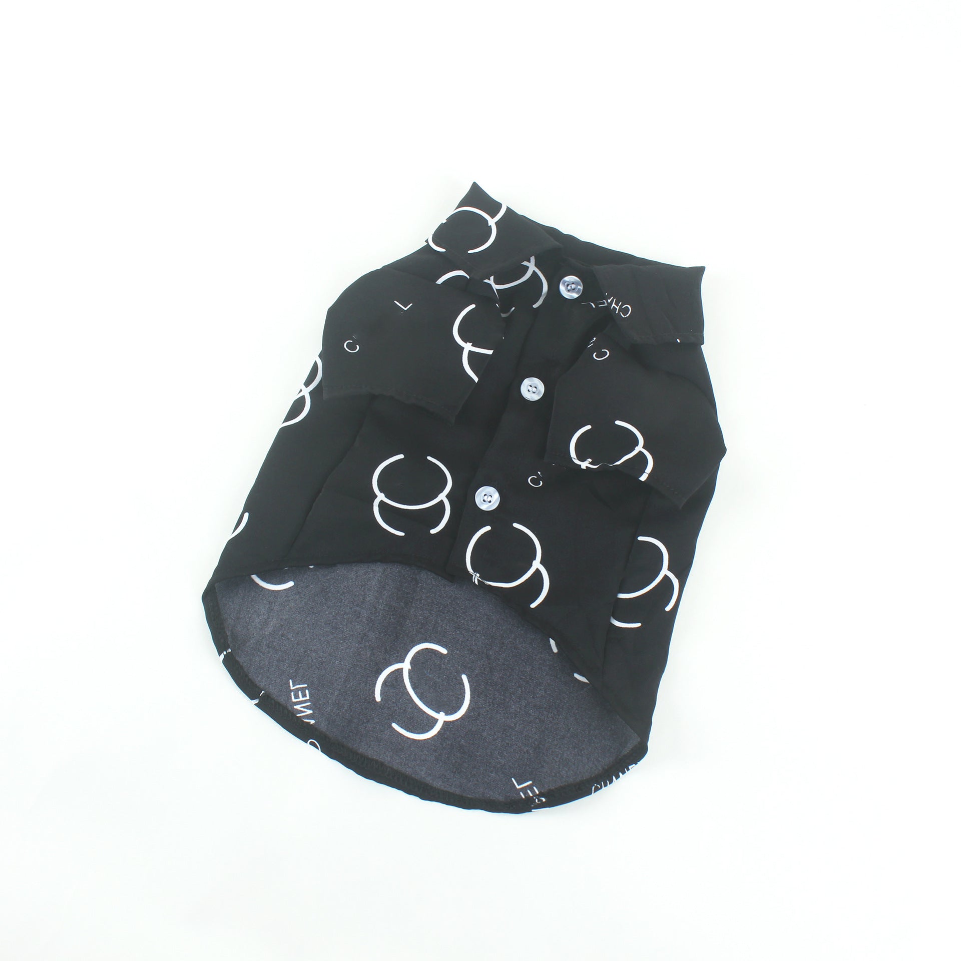 KFX-5763005 Casual Black Letter Cotton Shirt for Pets - Trendy Style in Various Sizes