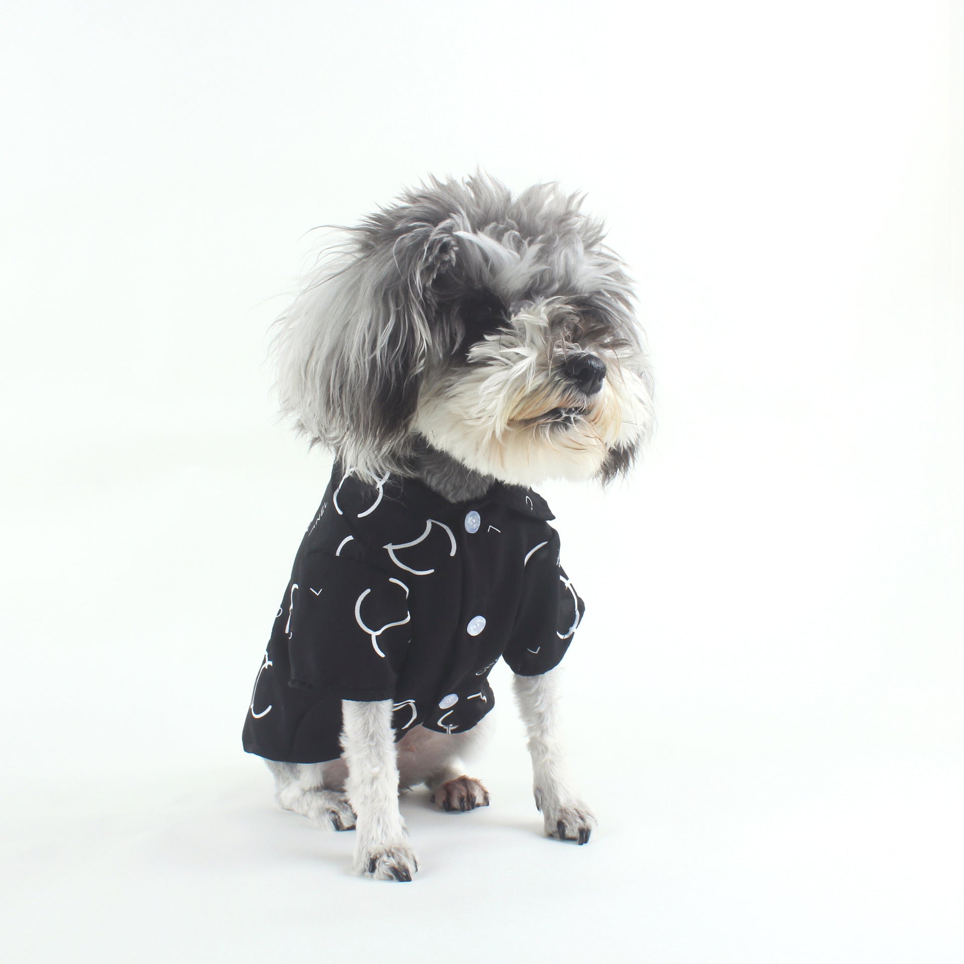 KFX-5763005 Casual Black Letter Cotton Shirt for Pets - Trendy Style in Various Sizes