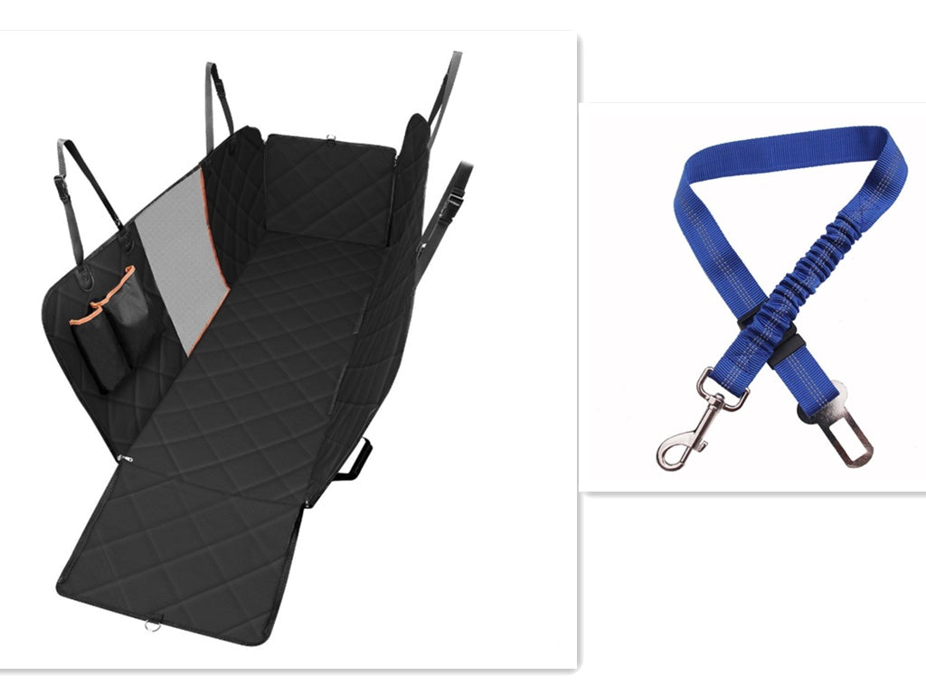 KFX-5764285 Durable Waterproof Dog Car Seat Cover with Mesh Windows and Safety Buckle for Travel