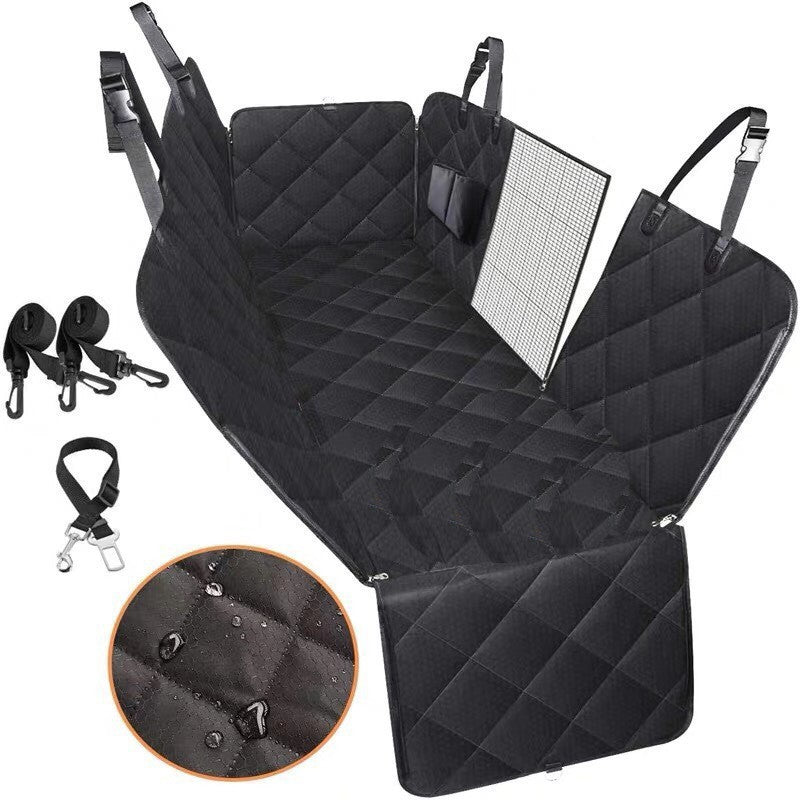 KFX-5764285 Durable Waterproof Dog Car Seat Cover with Mesh Windows and Safety Buckle for Travel
