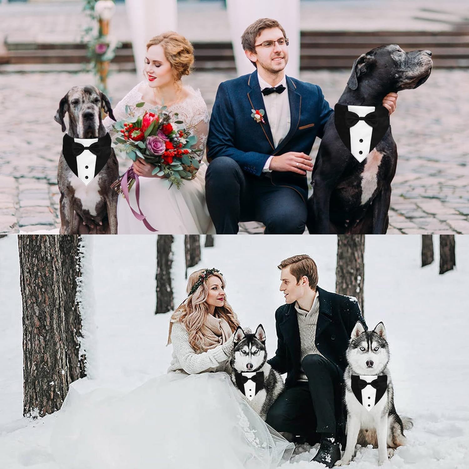 KFX-5764669 Adjustable Dog Tuxedo Suit with Bow Tie and Bandana for Weddings and Special Occasions