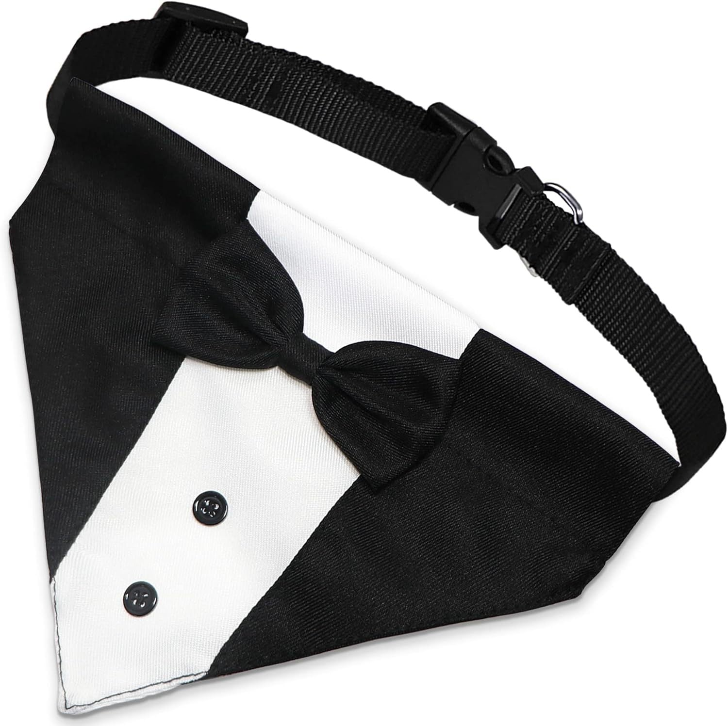 KFX-5764669 Adjustable Dog Tuxedo Suit with Bow Tie and Bandana for Weddings and Special Occasions