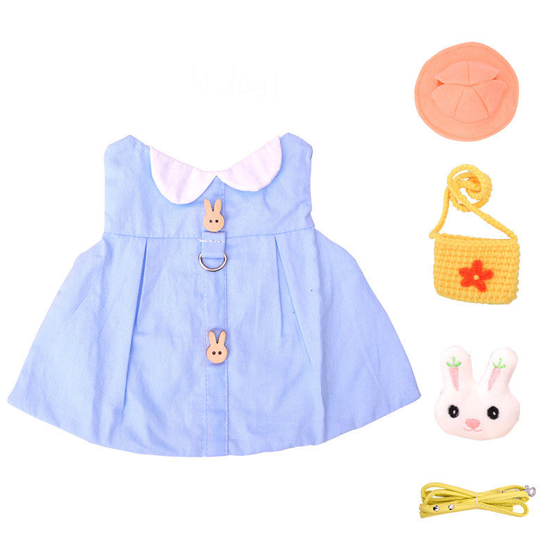KFX-5764797 Cute Cartoon Summer Dress for Pets - Cotton Fabric, Multiple Color Options Available