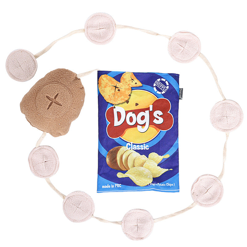 KFX-5765053 Dog Fashion Personality Potato Chips Plush Toy - Soft Polyester, Colorful, 17x23.5cm