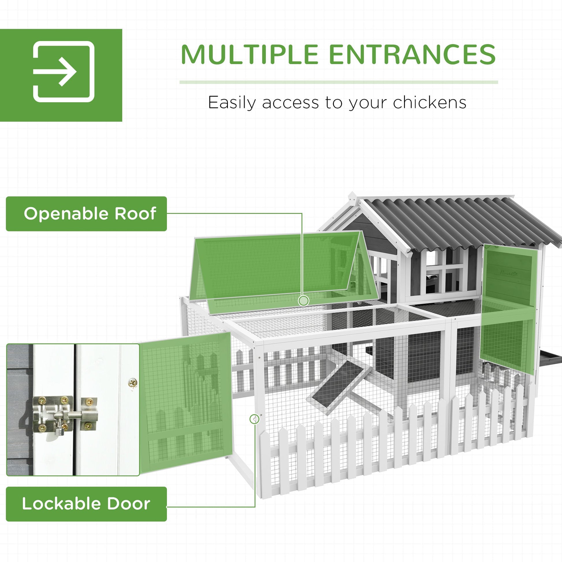 KFX-5766077 Cozy Outdoor Chicken Coop with Run for 1-2 Chickens, Wooden Structure, Easy Access and Cleaning