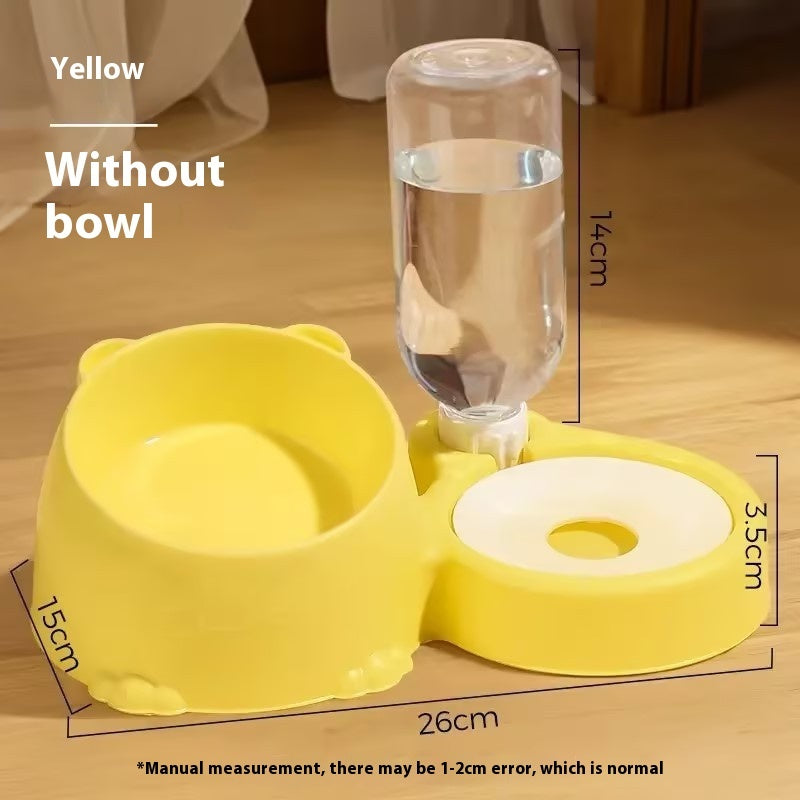 KFX-5766205 Double Bowl Automatic Pet Drinking Basin in Grass Green, Milky Yellow, Pink, Fog, and Haze Blue - Durable Plastic Design