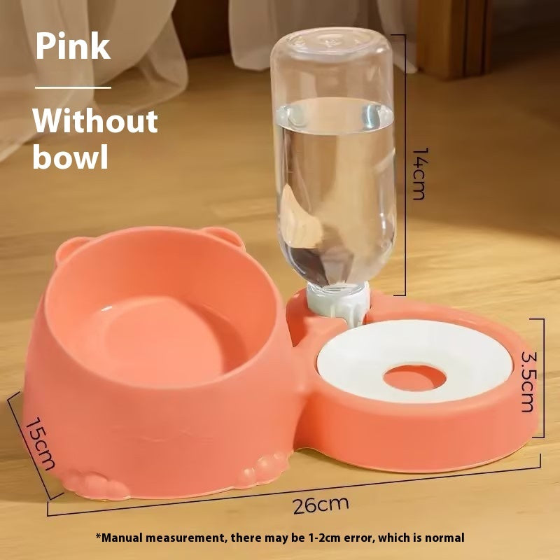 KFX-5766205 Double Bowl Automatic Pet Drinking Basin in Grass Green, Milky Yellow, Pink, Fog, and Haze Blue - Durable Plastic Design