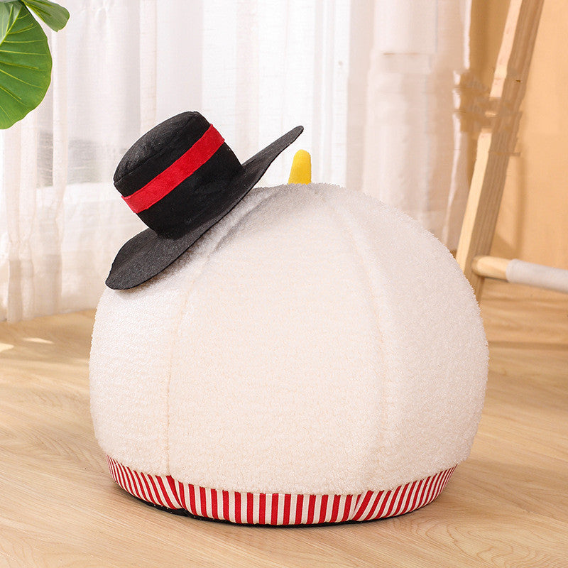 KFX-5766461 Cozy White Snowman Cat Nest for Winter Comfort, 38 x 40cm