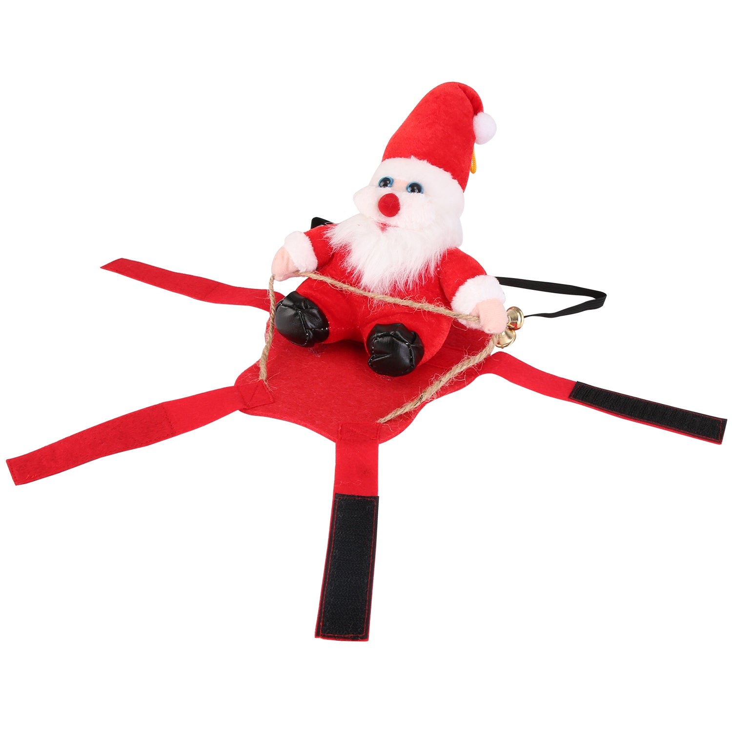 KFX-5766589 Pet Christmas Costume - Red Winter Coat with Riding Santa Claus Design, Adjustable Fit for Dogs and Cats, Multi-Size Options Available