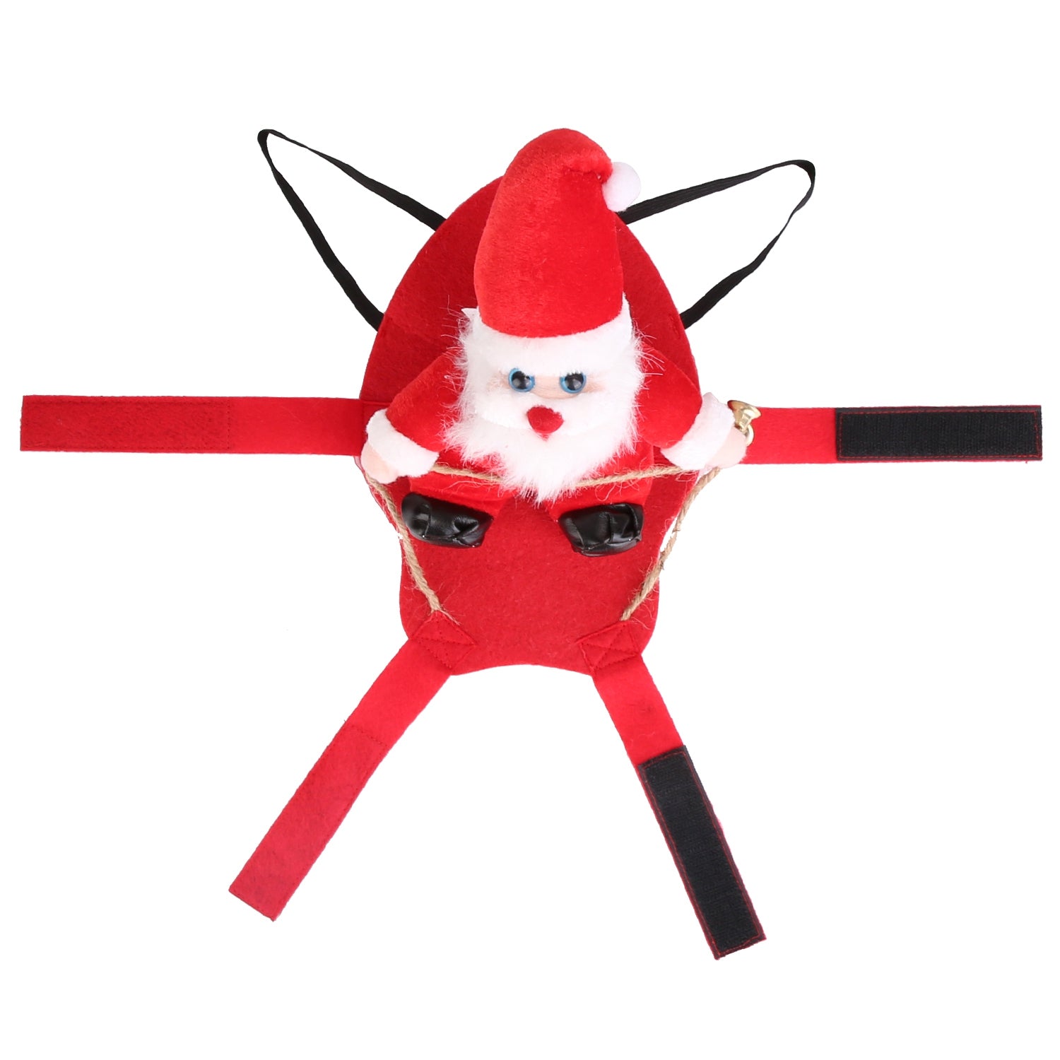 KFX-5766589 Pet Christmas Costume - Red Winter Coat with Riding Santa Claus Design, Adjustable Fit for Dogs and Cats, Multi-Size Options Available