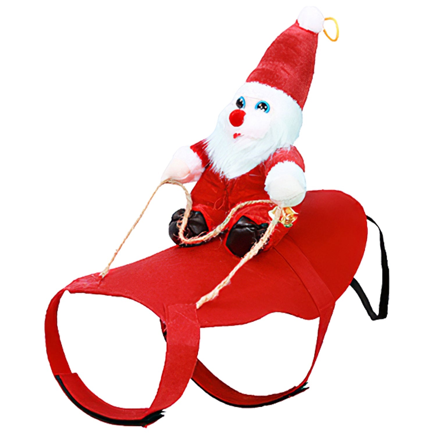 KFX-5766589 Pet Christmas Costume - Red Winter Coat with Riding Santa Claus Design, Adjustable Fit for Dogs and Cats, Multi-Size Options Available