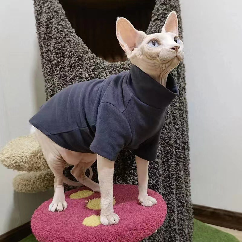 KFX-5767485 Thermal Cat Clothes for Hairless Breeds - Casual Style in Multiple Colors