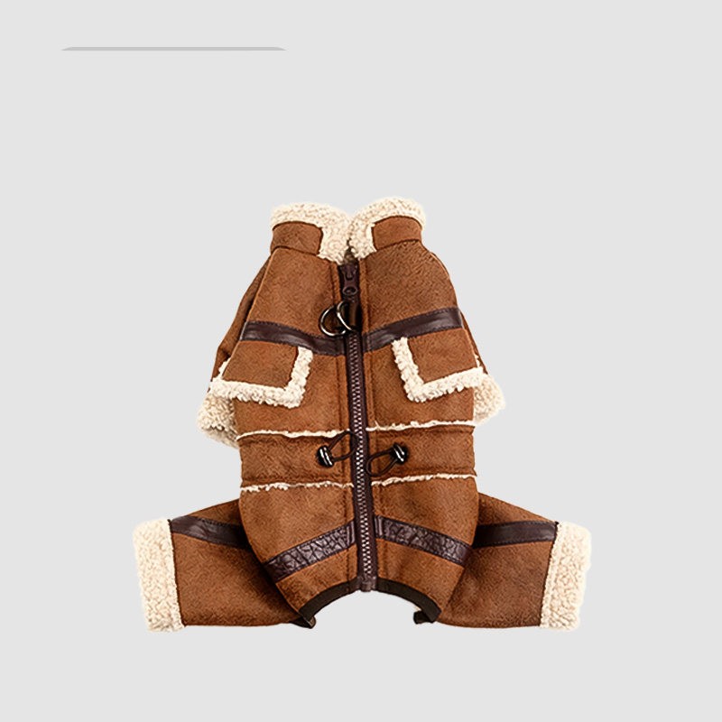 KFX-5767997 Shiba Inu Cotton-Padded Winter Jacket for Dogs - Four-Legged Suede Design