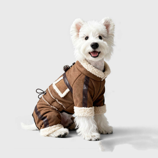 KFX-5767997 Shiba Inu Cotton-Padded Winter Jacket for Dogs - Four-Legged Suede Design