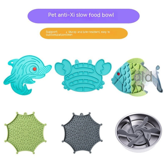 KFX-5768381 Anti-Choke Silicone Slow Feeding Pet Food Plate - Multiple Colors Available