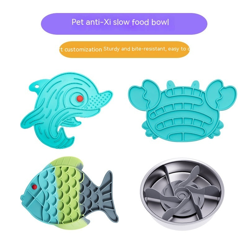 KFX-5768381 Anti-Choke Silicone Slow Feeding Pet Food Plate - Multiple Colors Available