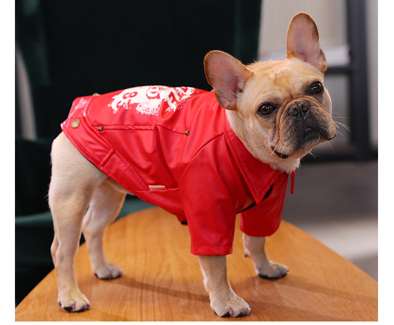 KFX-5768765 Warm Pet Winter Windbreaker for Dogs - Casual Style in Red or Black Plush