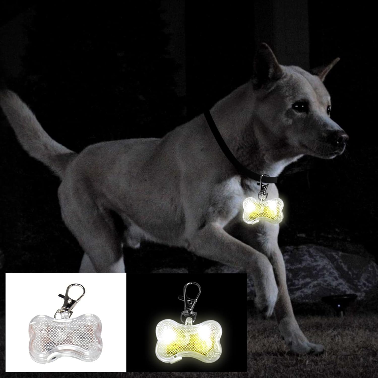 KFX-5769661 Luminous Anti-Lost Pendant for Cats and Dogs - LED Bone Shaped Collar Accessory