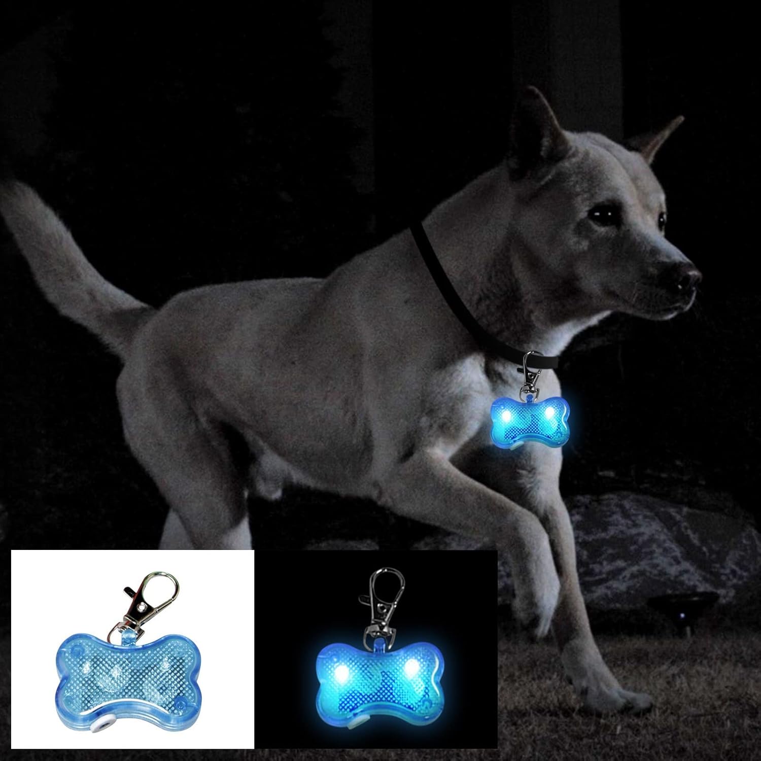 KFX-5769661 Luminous Anti-Lost Pendant for Cats and Dogs - LED Bone Shaped Collar Accessory