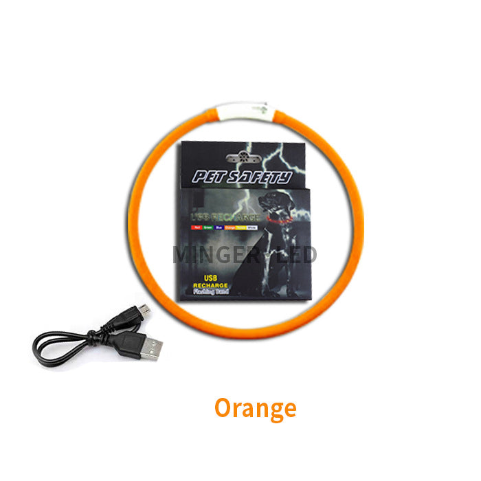 KFX-5770173 LED Silicone Pet Collar with USB Charging - Long Light and Flash Modes for Dogs and Cats