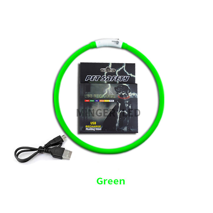 KFX-5770173 LED Silicone Pet Collar with USB Charging - Long Light and Flash Modes for Dogs and Cats