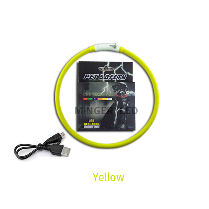 KFX-5770173 LED Silicone Pet Collar with USB Charging - Long Light and Flash Modes for Dogs and Cats