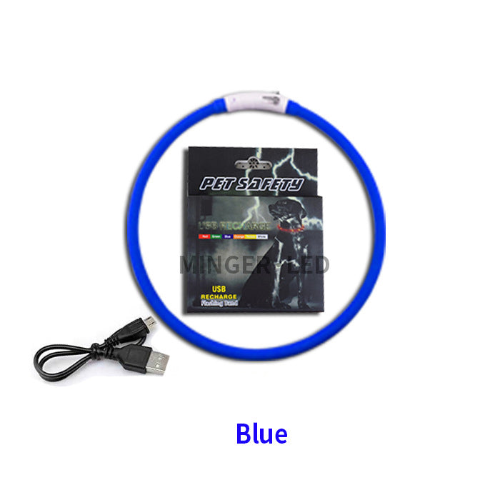 KFX-5770173 LED Silicone Pet Collar with USB Charging - Long Light and Flash Modes for Dogs and Cats
