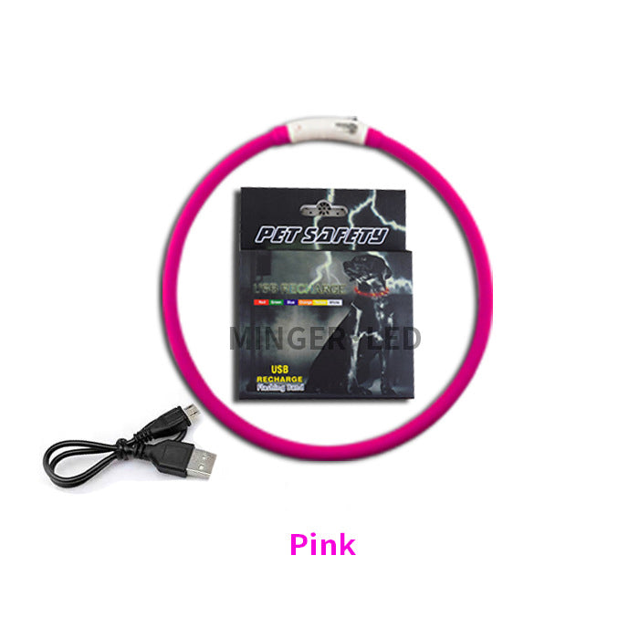 KFX-5770173 LED Silicone Pet Collar with USB Charging - Long Light and Flash Modes for Dogs and Cats